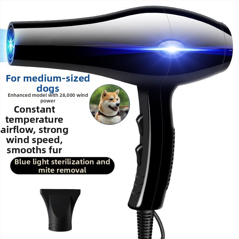 Mājdzīvnieku matu fēns ar augstu gaisa plūsmu suņiem un kaķiem (Modelis 1, 2000W+, ≤36V, Universāls)