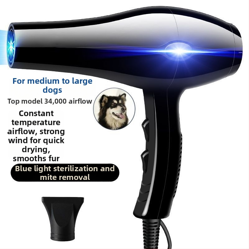 Mājdzīvnieku matu fēns ar augstu gaisa plūsmu suņiem un kaķiem (Modelis 1, 2000W+, ≤36V, Universāls)