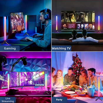 Datora RGB atmosfēras lampa ar skaņas aktivāciju un balss/aplikācijas vadību (barošanās no kontaktligzdas, uzstādīšana uz galda vai karāšanai, spēļu telpas apgaismojums)