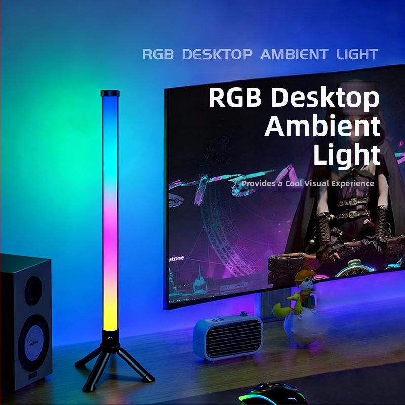 Datora RGB atmosfēras lampa ar skaņas aktivāciju un balss/aplikācijas vadību (barošanās no kontaktligzdas, uzstādīšana uz galda vai karāšanai, spēļu telpas apgaismojums)