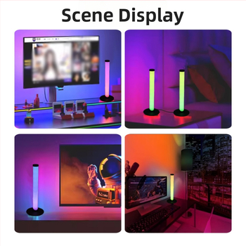 USB spēļu darbvirsmas vides gaisma ar lietotni, tālvadības pulti un pogu vadību; vadība caur lietotni un viedais slēdzis; stabu tipa uzstādīšana; mūzikas reaģējoša gaisma