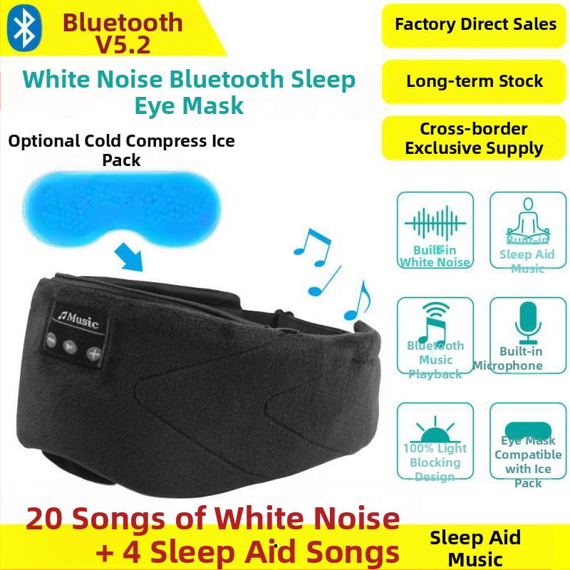 Bluetooth maska na spanie so 24 zvukmi bieleho šumu a 35-hodinovým prehrávaním