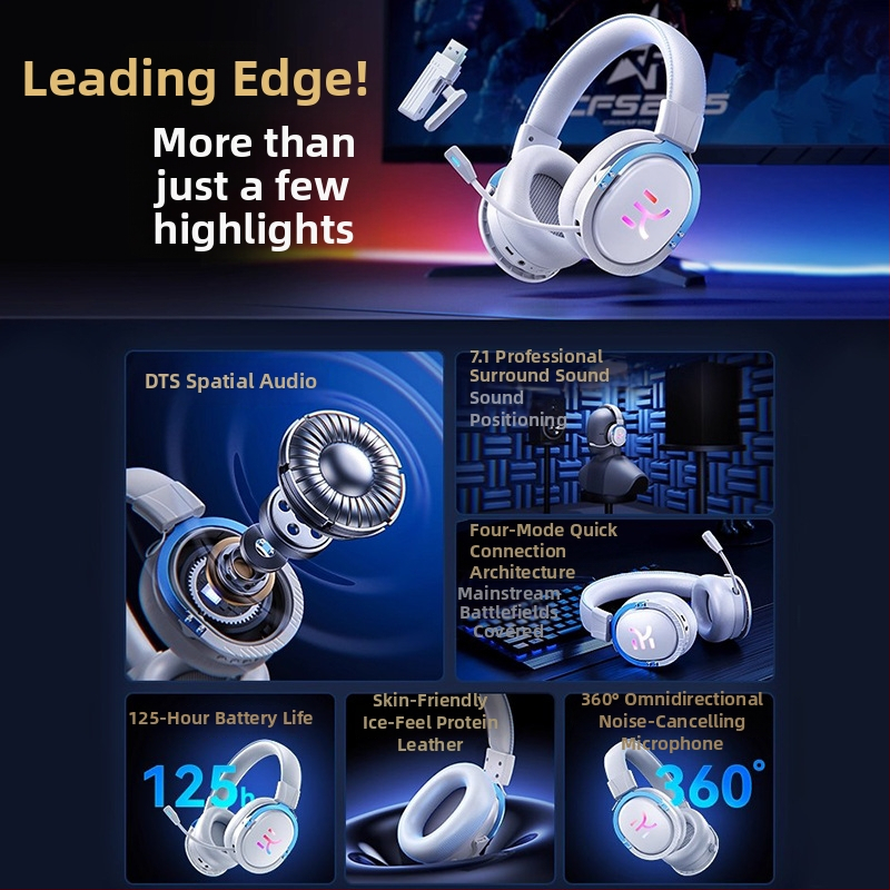 Căști de gaming cu conectivitate duală Bluetooth și USB/3,5 mm, difuzoare de 50 mm, răspuns în frecvență 20 Hz–15 kHz, sensibilitate 108 dB, microfon încorporat