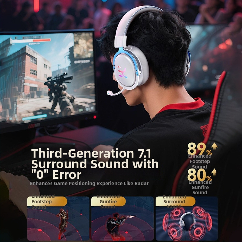 Căști de gaming cu conectivitate duală Bluetooth și USB/3,5 mm, difuzoare de 50 mm, răspuns în frecvență 20 Hz–15 kHz, sensibilitate 108 dB, microfon încorporat