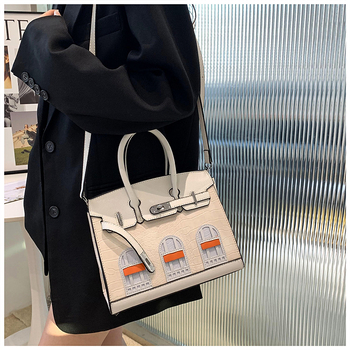 PU anyagú tote táska, utcai stílus, zárás, vízszintes négyzetes forma, belső telefontartó zseb