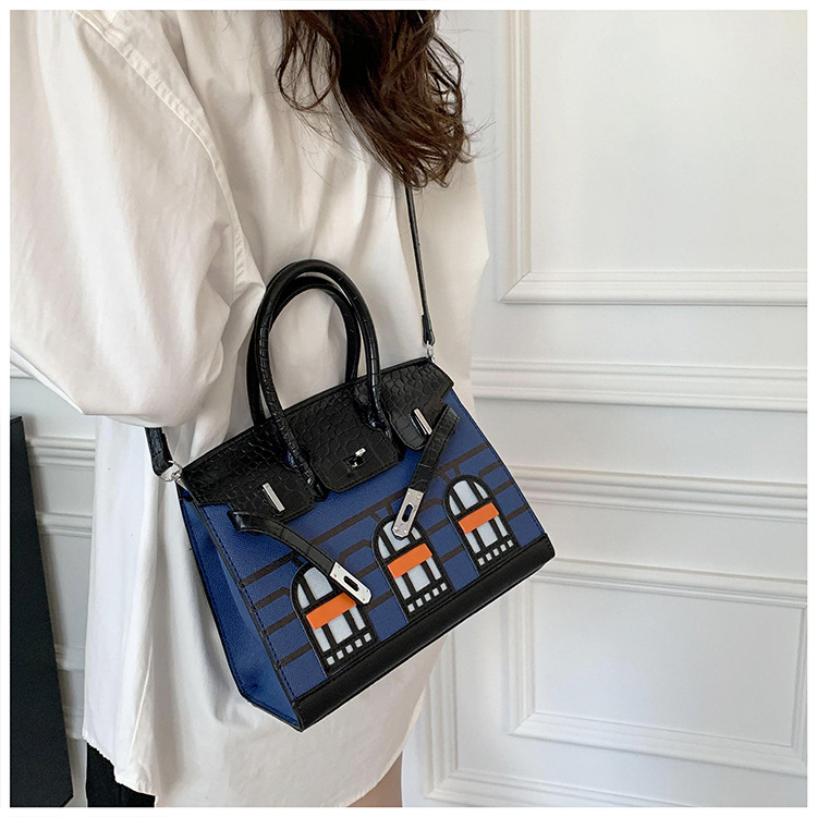 PU anyagú tote táska, utcai stílus, zárás, vízszintes négyzetes forma, belső telefontartó zseb