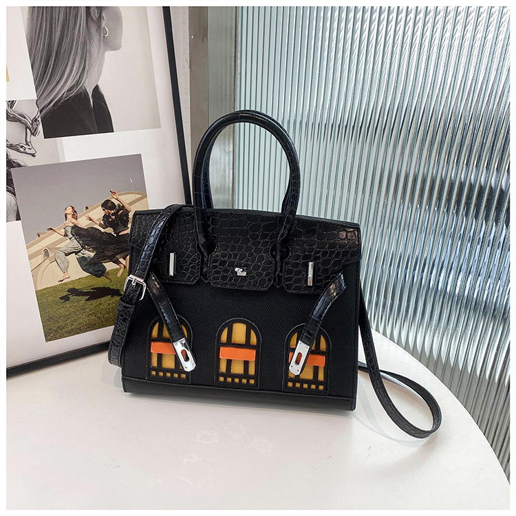 PU anyagú tote táska, utcai stílus, zárás, vízszintes négyzetes forma, belső telefontartó zseb