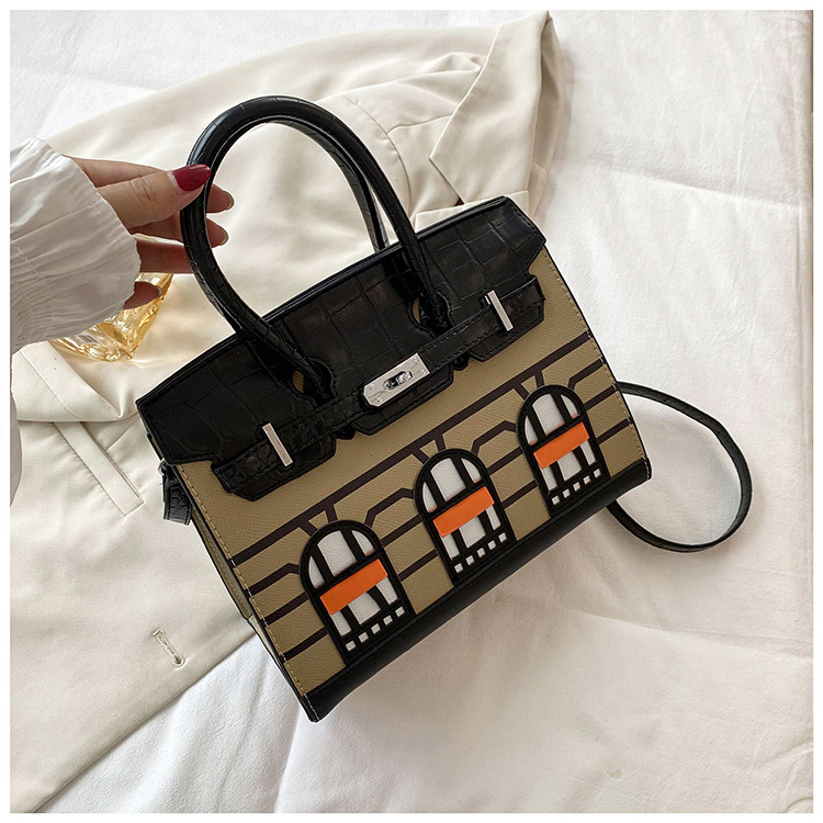 PU anyagú tote táska, utcai stílus, zárás, vízszintes négyzetes forma, belső telefontartó zseb