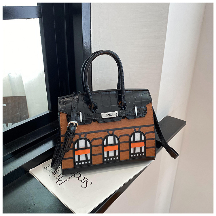 PU anyagú tote táska, utcai stílus, zárás, vízszintes négyzetes forma, belső telefontartó zseb