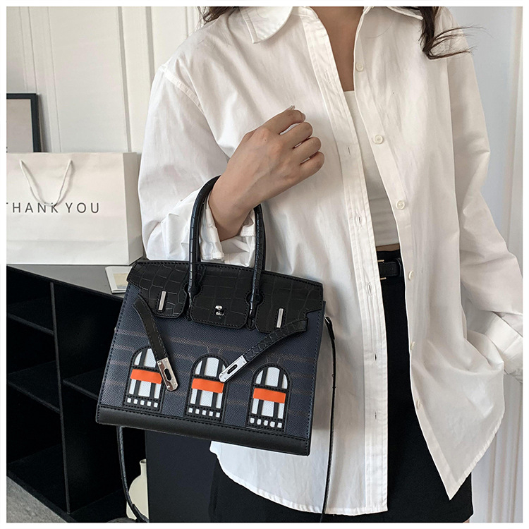 PU anyagú tote táska, utcai stílus, zárás, vízszintes négyzetes forma, belső telefontartó zseb