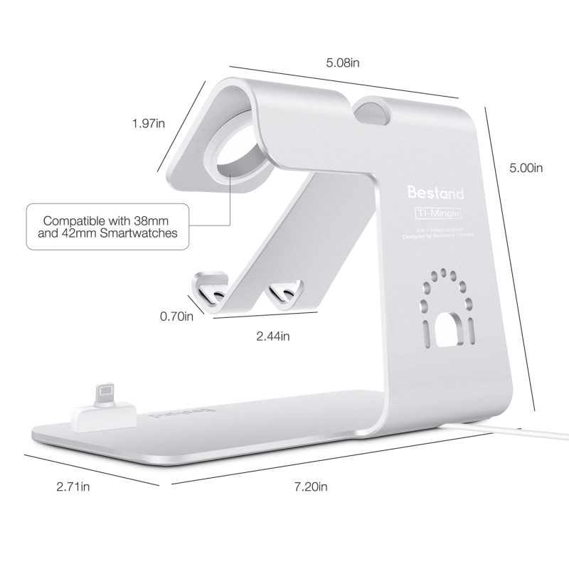 Bestand 3-u-1 aluminijski stolni držač za iPhone, Apple Watch i AirPods