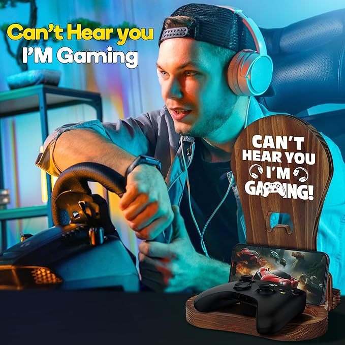 Dreveni držač za gamer slušalice – stolni regač za pohranu, okretanje, prijenosan, višenamjenski, moderan minimalistički dizajn, jednoslojni