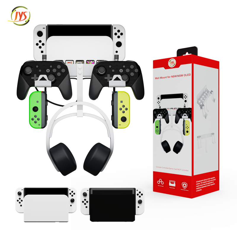 Ipega JYS-NS252 Zidni držač za Nintendo Switch s ručkom i kukom za slušalice, 4 mjesta za kartice igara