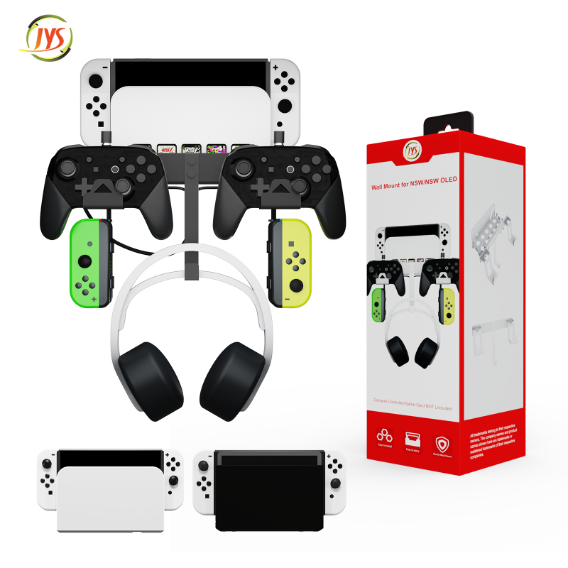 Ipega JYS-NS252 Zidni držač za Nintendo Switch s ručkom i kukom za slušalice, 4 mjesta za kartice igara
