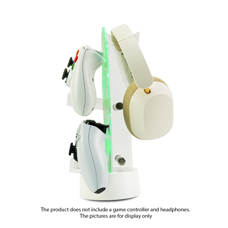 M2 sērijas datora statīvs no akrila ar RGB apkārtnes apgaismojumu spēļu kontrolleru, austiņu un telefona uzglabāšanai