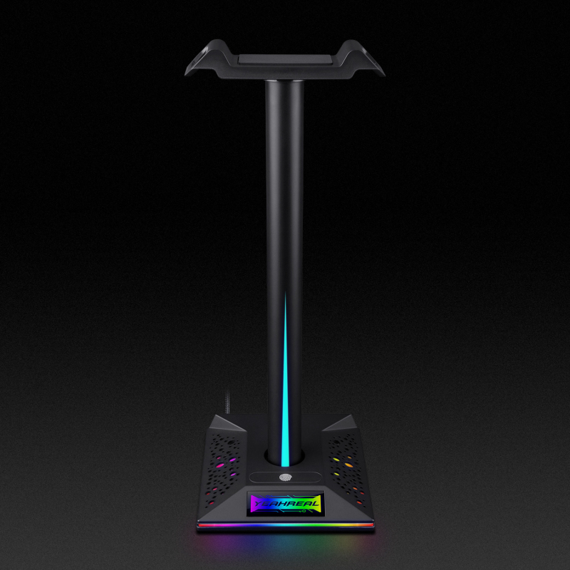 Držiak na slúchadlá s RGB osvetlením a USB rozšíreným portom, vertikálny stolný stojan všetko v jednom