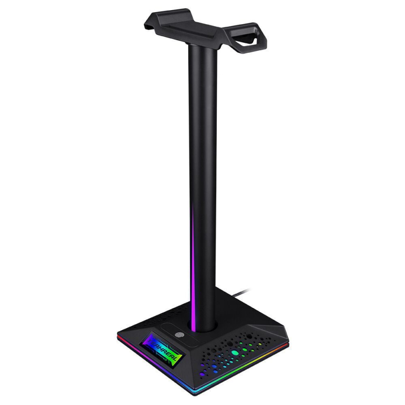 Držiak na slúchadlá s RGB osvetlením a USB rozšíreným portom, vertikálny stolný stojan všetko v jednom