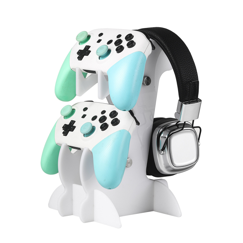 Dvostruki akrilni stalak za kontrolere i slušalice PS4/PS5/Switch – pohrana i prikaz