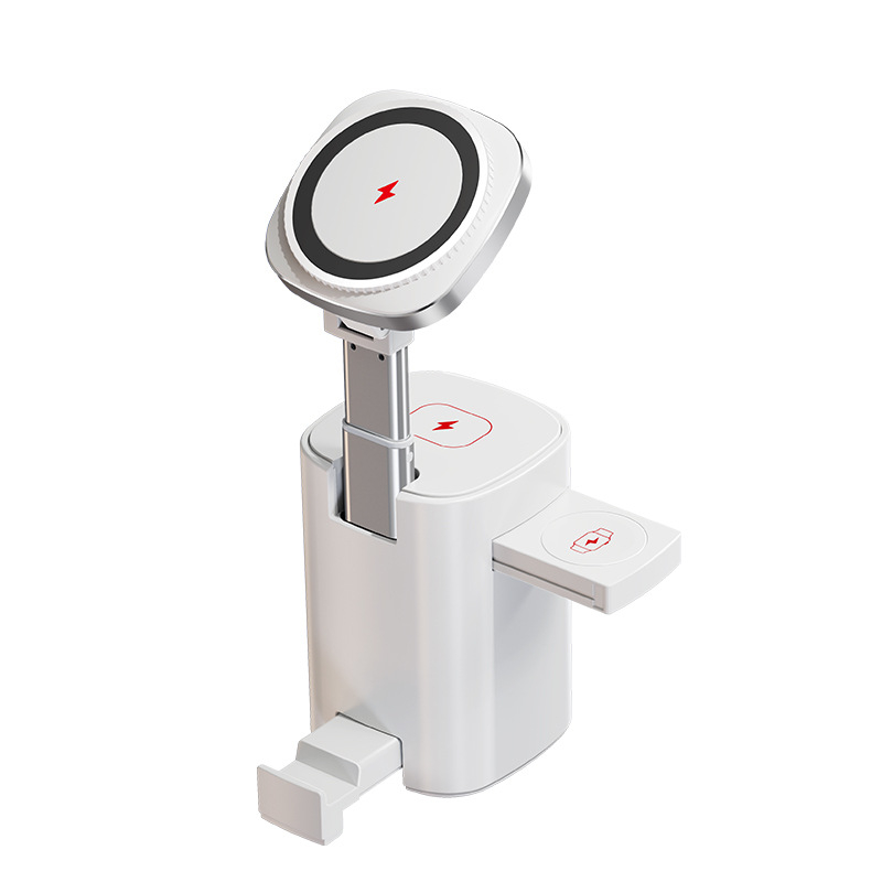 Suport de încărcare MagSafe 3 în 1 cu mecanism de ridicare și bază magnetică pentru telefon, ceas și căști