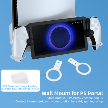 Suport de perete PS5/PS5 Slim pentru consolă, controler și căști (Model JYS-P5213, Greutate 820 g, Compatibil cu PS5/PS5 Slim)