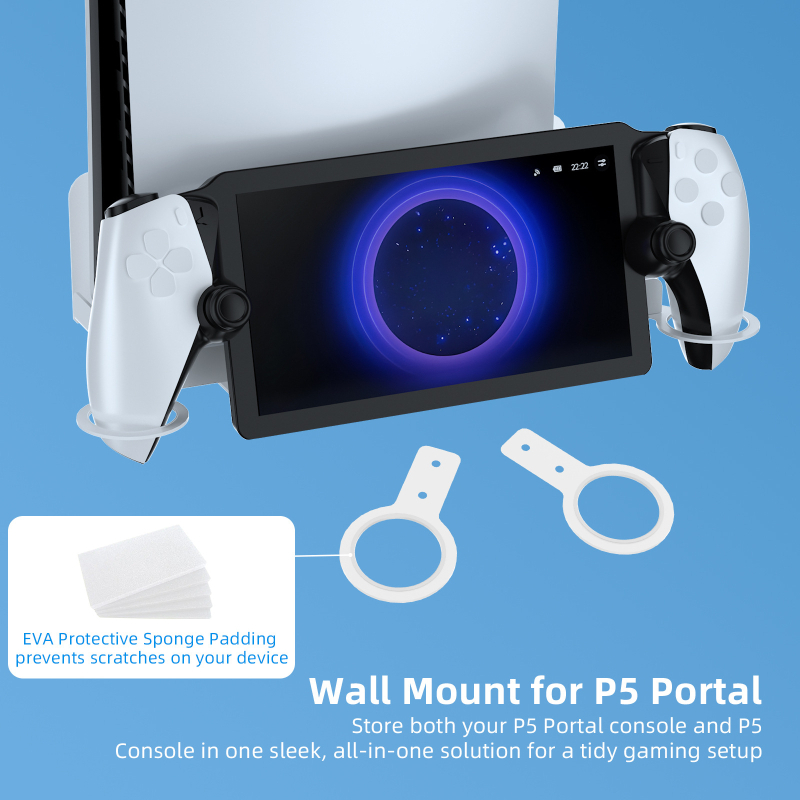 Suport de perete PS5/PS5 Slim pentru consolă, controler și căști (Model JYS-P5213, Greutate 820 g, Compatibil cu PS5/PS5 Slim)