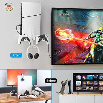 JYS Suport de perete din fier pentru PS5 Slim, compatibil PS5 Slim Host, 757 g, ambalaj cu cutie colorată