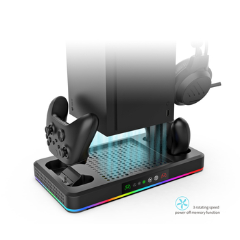 Accesorii Xbox Series X/S: bază de răcire cu încărcător pentru controler și suport pentru căști (USB, ABS)