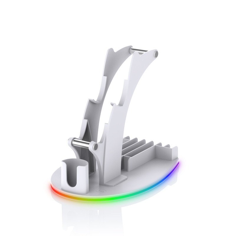 Suport de depozitare pentru birou cu iluminare RGB pentru PS5/PS4/Xbox Series X/Xbox One/Nintendo Switch, material ABS, model JYS-P5128