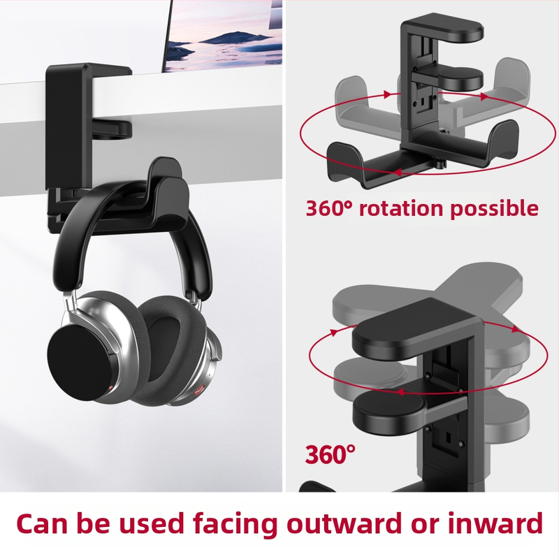 Datora galda klausules turētājs ar dubultiem āķiem, 360° rotācija, modelis Rt-23, svars 145 g, zīmols Baisibo, pielāgošana, 1 gadu garantija