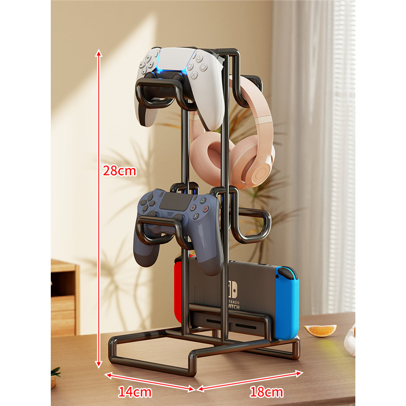 Gamepada statīvs un austiņu pakaramais – daudzfunkcionāls galda organizētājs, oglekļa tērauds, zīmols Evesigar, modelis yxsbzj, mūsdienīgs minimālisma stils