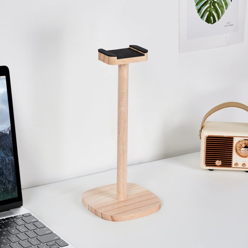 Držač za slušalice od drveta za stolnu ploču – minimalistički dizajn, stolna instalacija, 1 razina, težina 70–80 g