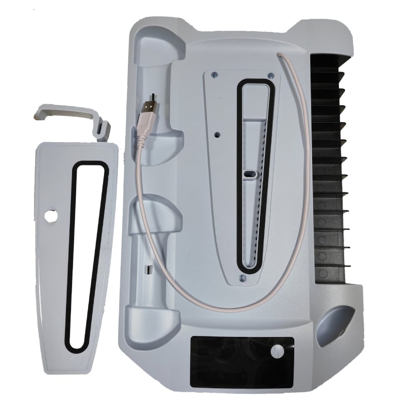 PS5 višenamjenska baza s ručkom i dvostrukim punjenjem – držač za slušalice i držač za diskove (model YH-57) kompatibilan s PS5 Slim/PS5/PS5 Pro