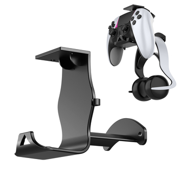 JYS-P5221 Dvostruki držač za pohranu kontrolera i slušalica za PS5/PS4/Xbox/Switch — stolni i zidni nosač, 90.5 g