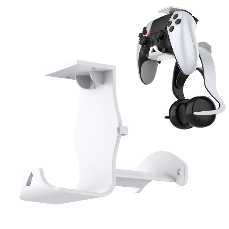 JYS-P5221 Dvostruki držač za pohranu kontrolera i slušalica za PS5/PS4/Xbox/Switch — stolni i zidni nosač, 90.5 g