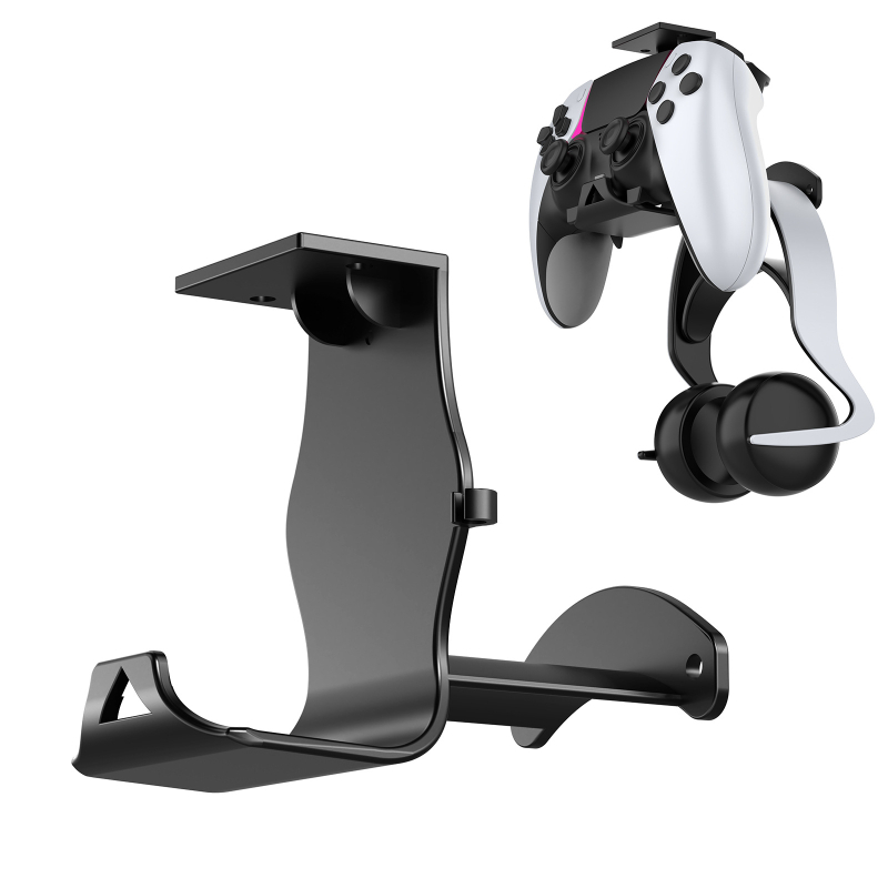 JYS-P5221 Dvostruki držač za pohranu kontrolera i slušalica za PS5/PS4/Xbox/Switch — stolni i zidni nosač, 90.5 g