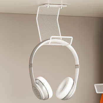 2-u-1 stalak za gamepad i slušalice – bez bušenja, karbon čelik, 1 sloj, skladištenje u spavaćoj sobi