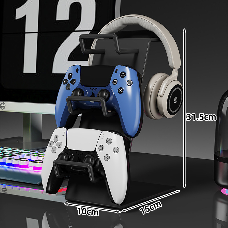 Raft metalic de birou cu 4 niveluri pentru controllere de joc, căști și telefon – stil minimalist, fără montaj