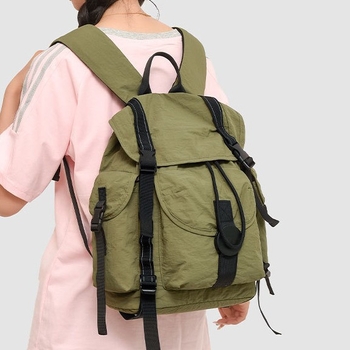Rucsac de drumeție cu capac cu șnur, unisex, mare capacitate, din nylon ușor, impermeabil și respirabil, curele cu pernă de aer, căptușit poliester (Nylon, Impermeabil, Respirabil, Curele cu pernă de aer, Mare capacitate)