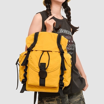 Rucsac de drumeție cu capac cu șnur, unisex, mare capacitate, din nylon ușor, impermeabil și respirabil, curele cu pernă de aer, căptușit poliester (Nylon, Impermeabil, Respirabil, Curele cu pernă de aer, Mare capacitate)