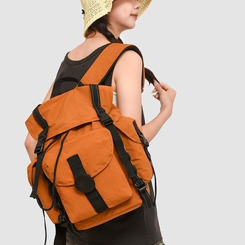 Rucsac de drumeție cu capac cu șnur, unisex, mare capacitate, din nylon ușor, impermeabil și respirabil, curele cu pernă de aer, căptușit poliester (Nylon, Impermeabil, Respirabil, Curele cu pernă de aer, Mare capacitate)