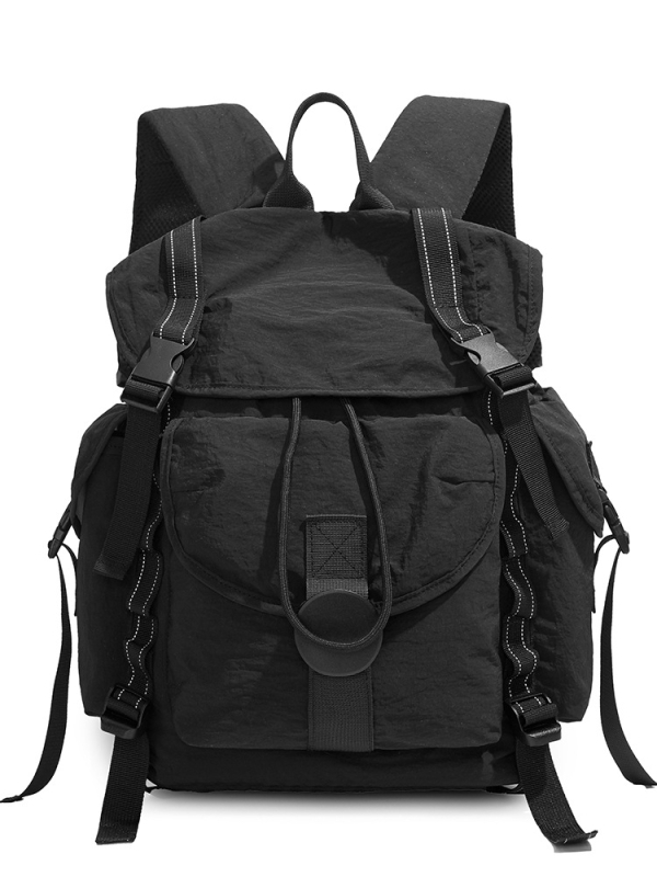 Rucsac de drumeție cu capac cu șnur, unisex, mare capacitate, din nylon ușor, impermeabil și respirabil, curele cu pernă de aer, căptușit poliester (Nylon, Impermeabil, Respirabil, Curele cu pernă de aer, Mare capacitate)