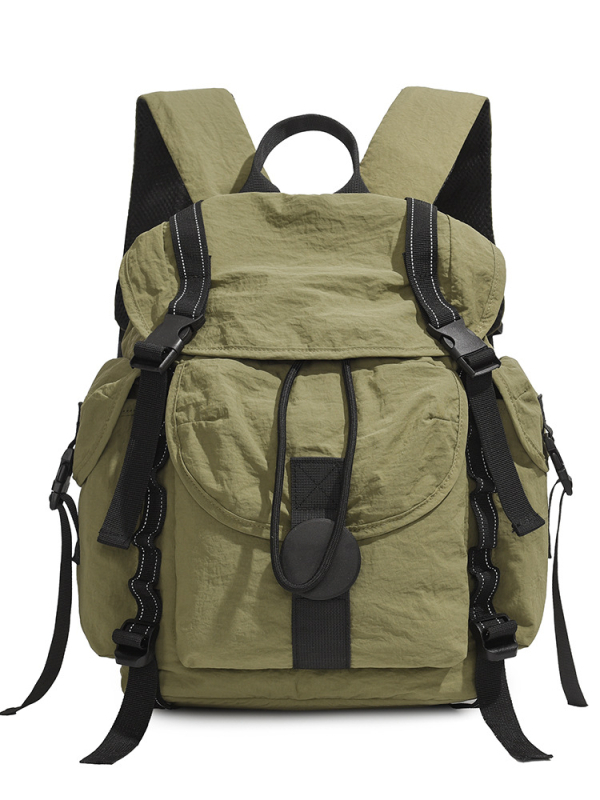 Rucsac de drumeție cu capac cu șnur, unisex, mare capacitate, din nylon ușor, impermeabil și respirabil, curele cu pernă de aer, căptușit poliester (Nylon, Impermeabil, Respirabil, Curele cu pernă de aer, Mare capacitate)