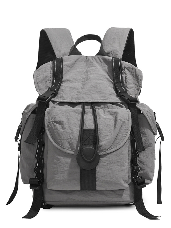 Rucsac de drumeție cu capac cu șnur, unisex, mare capacitate, din nylon ușor, impermeabil și respirabil, curele cu pernă de aer, căptușit poliester (Nylon, Impermeabil, Respirabil, Curele cu pernă de aer, Mare capacitate)