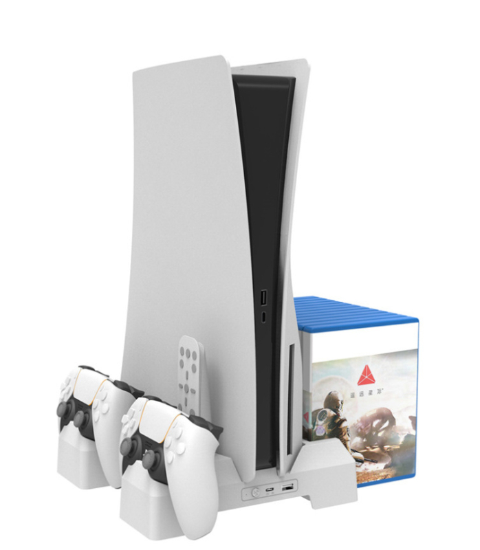 IPLAY PS5 hlađenje baza s bežičnim punjenjem kontrolera, držač za slušalice i spremnik za diskove, ABS konstrukcija