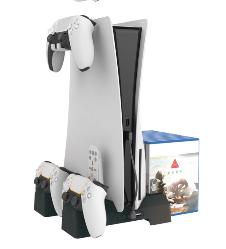 IPLAY PS5 hlađenje baza s bežičnim punjenjem kontrolera, držač za slušalice i spremnik za diskove, ABS konstrukcija