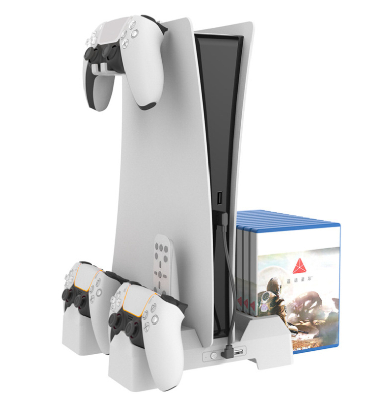 IPLAY PS5 hlađenje baza s bežičnim punjenjem kontrolera, držač za slušalice i spremnik za diskove, ABS konstrukcija