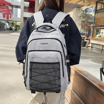 Rucsac unisex cu capacitate 36–55 L, potrivit pentru laptop de 16 inci, din material Oxford, căptușeală din nailon, model cu litere, curele de umăr curbate