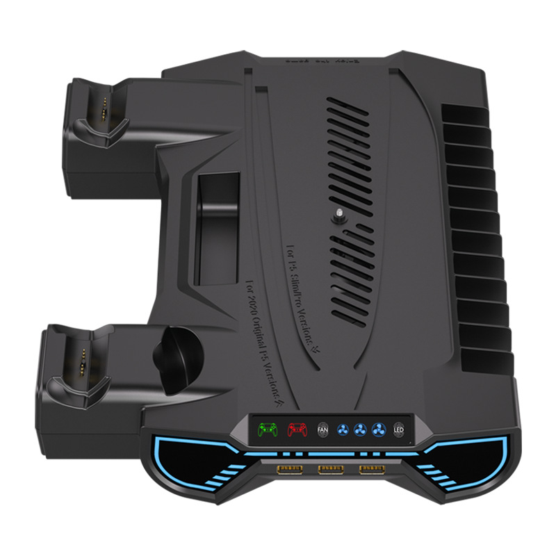 PS5 Slim/Pro hlađenje osnove za konzolu s USB 2.0 hubom, Type-C, RGB osvjetljenje, 3-brzinski ventilator