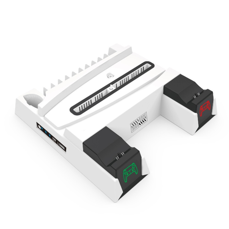 PS5 βάση ψύξης με σταθμό φόρτισης χειριστηρίου, LED ράφι αποθήκευσης, USB-C διεπαφή, ABS πλαστικό