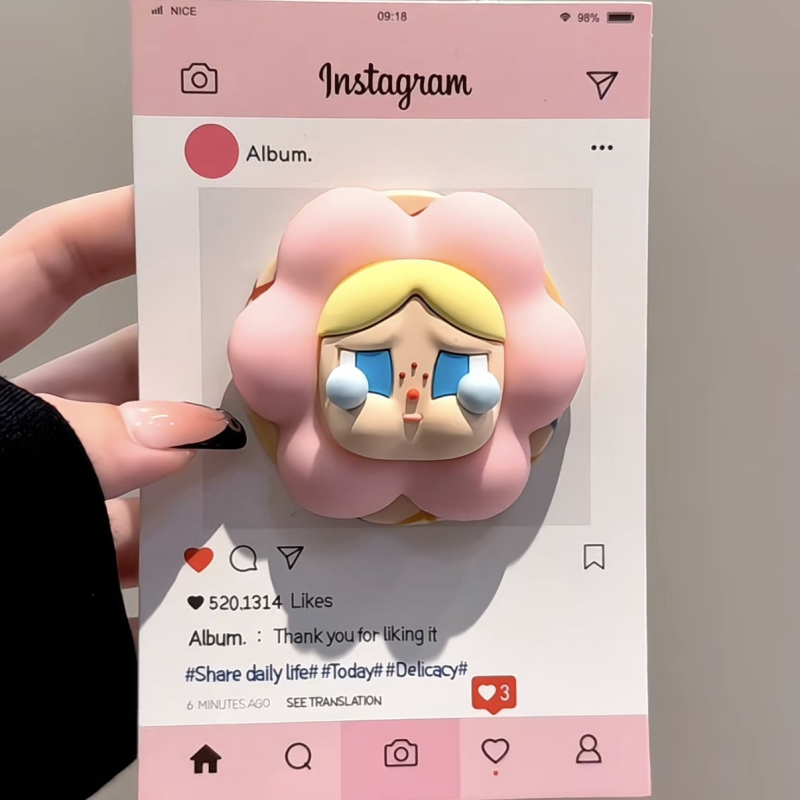 MagSafe držač za telefon za stolnu montažu — 3D karikaturni dizajn s cvjetnim detaljem, serija Cartoon, univerzalni model, materijal Epoxy ABS plast/acril